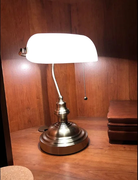 Desk lamp Table Light glass banker‘s lamp zipper switch for bedroom home stuy restaurant library office light night lamp