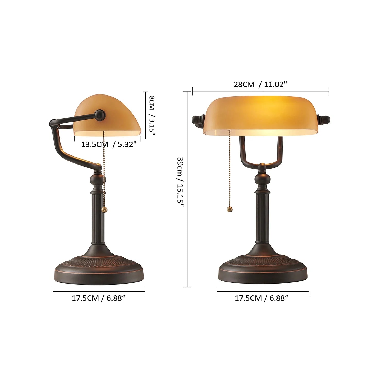 Desk lamp Table Light glass banker‘s lamp zipper switch for bedroom home stuy restaurant library office light night lamp