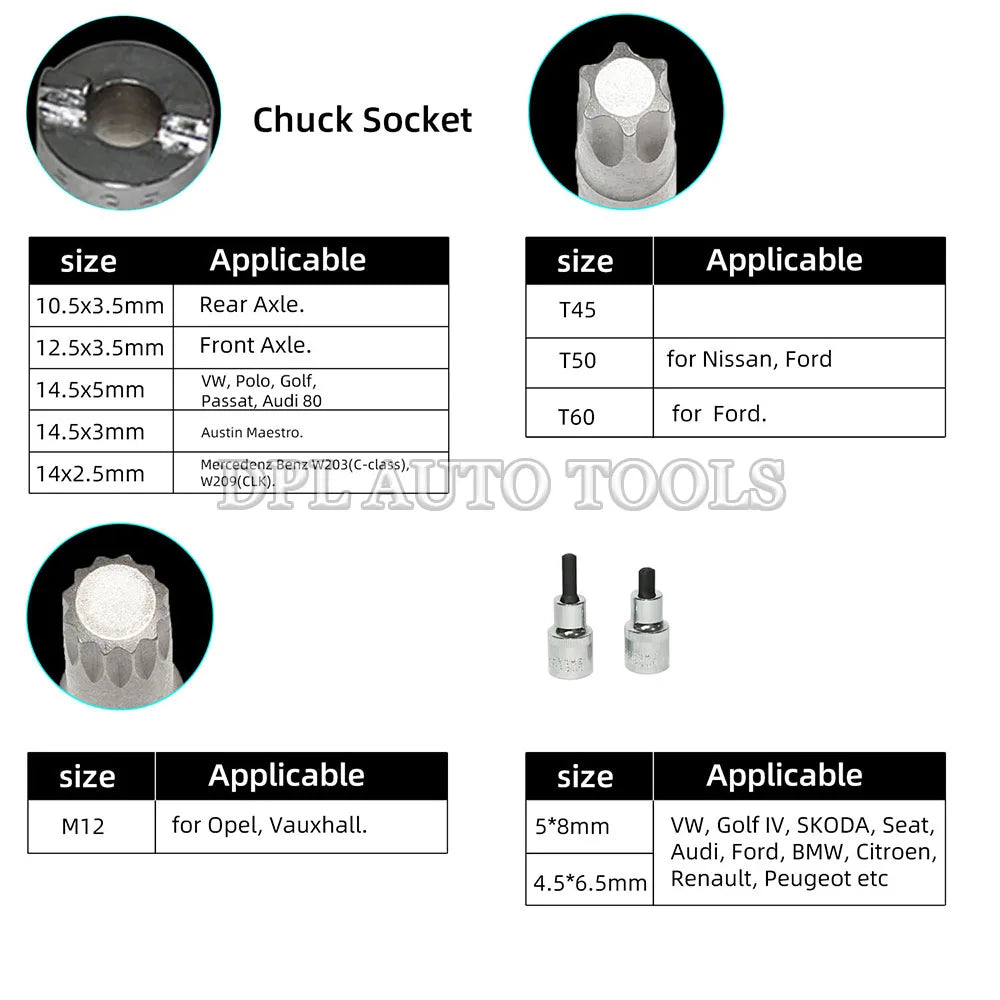 47pc Shock Absorber Tool Kit Suspension Top Mount Strut Nut Removal Tool Set