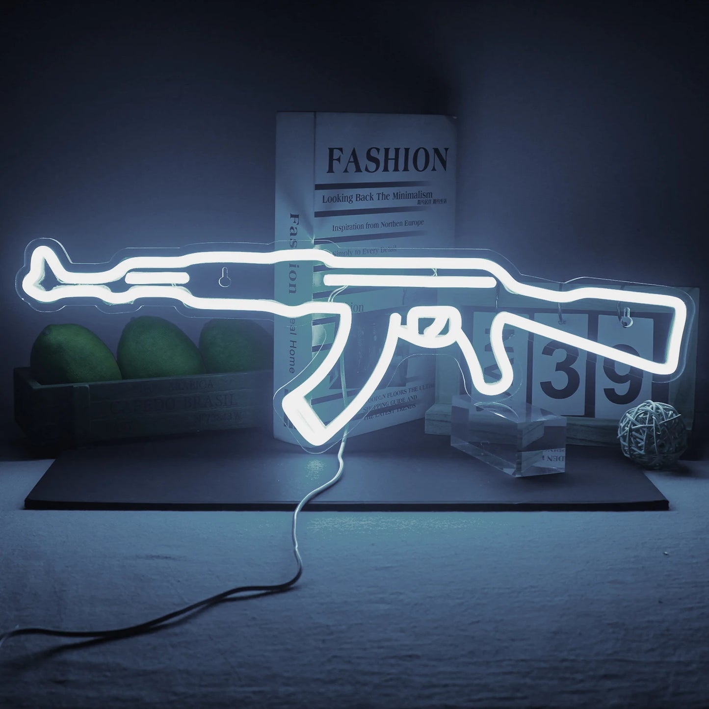 AK 47 Neon Sign Light Gun Led Light Up Sign Playground Club Cool Hanging Night Lamp Game Room Shop Man Cave Wall Art Decor
