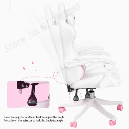 2025 Pink & White Letter Computer Chair Girls living room Study Chair Liftable Rotating Gaming Chair Promotion silla gamer