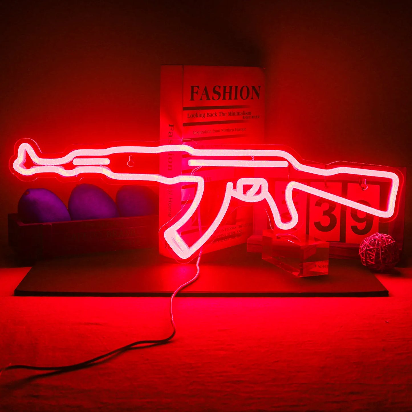 AK 47 Neon Sign Light Gun Led Light Up Sign Playground Club Cool Hanging Night Lamp Game Room Shop Man Cave Wall Art Decor