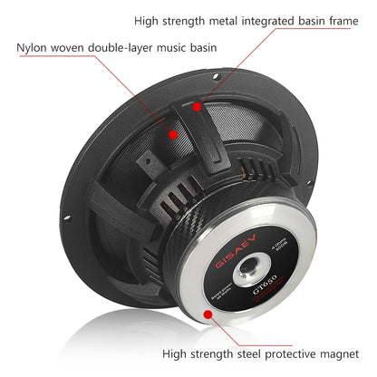 GT650 Hifi Car Coaxial Speaker 6.5-inch Luxury Car Top Quality Bidirectional Car Speaker Full Range Car Music Stereo Audio