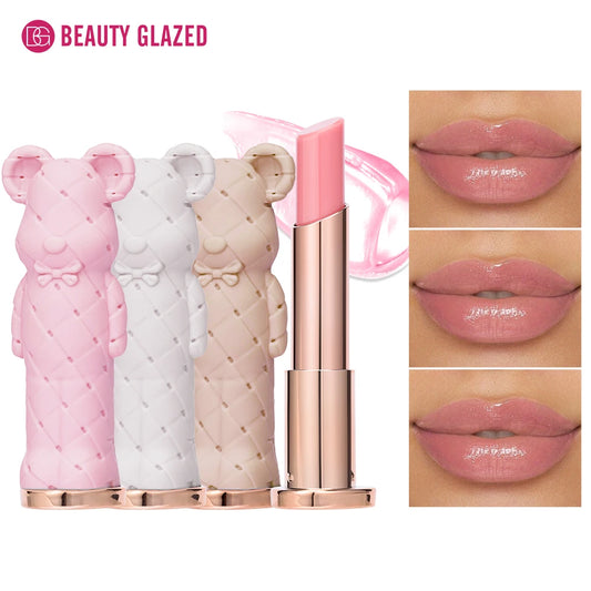 Beauty Glazed Bear Moisturizing Lipstick,Colored Lip Balm,Nourishing Lip stick,Easy To Color,Watery