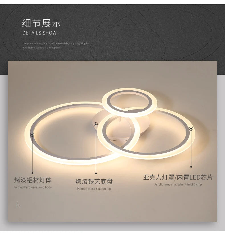 Nordic LED Ceiling lights Modern Indoor lighting Living room Bedroom Home decor fixtures Hallway White Minimalist Ceiling lamps