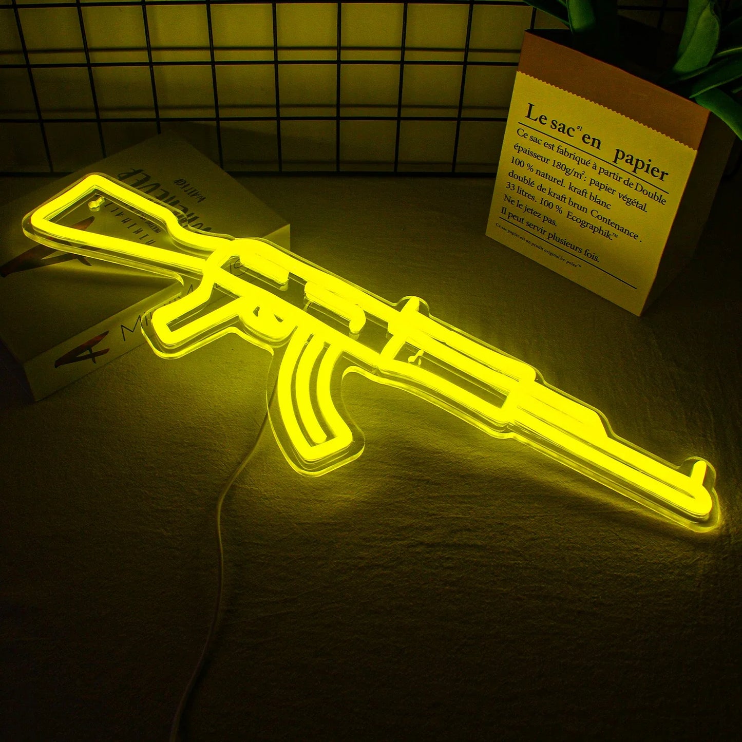 AK 47 Neon Sign Light Gun Led Light Up Sign Playground Club Cool Hanging Night Lamp Game Room Shop Man Cave Wall Art Decor