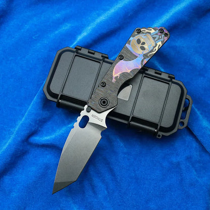 LEMIFSHE AUS10 Blade SMF Carve Strider Logo TC4 Titanium Handle Copper Washer Folding Knife Camping Hunting Outdoor EDC Tool