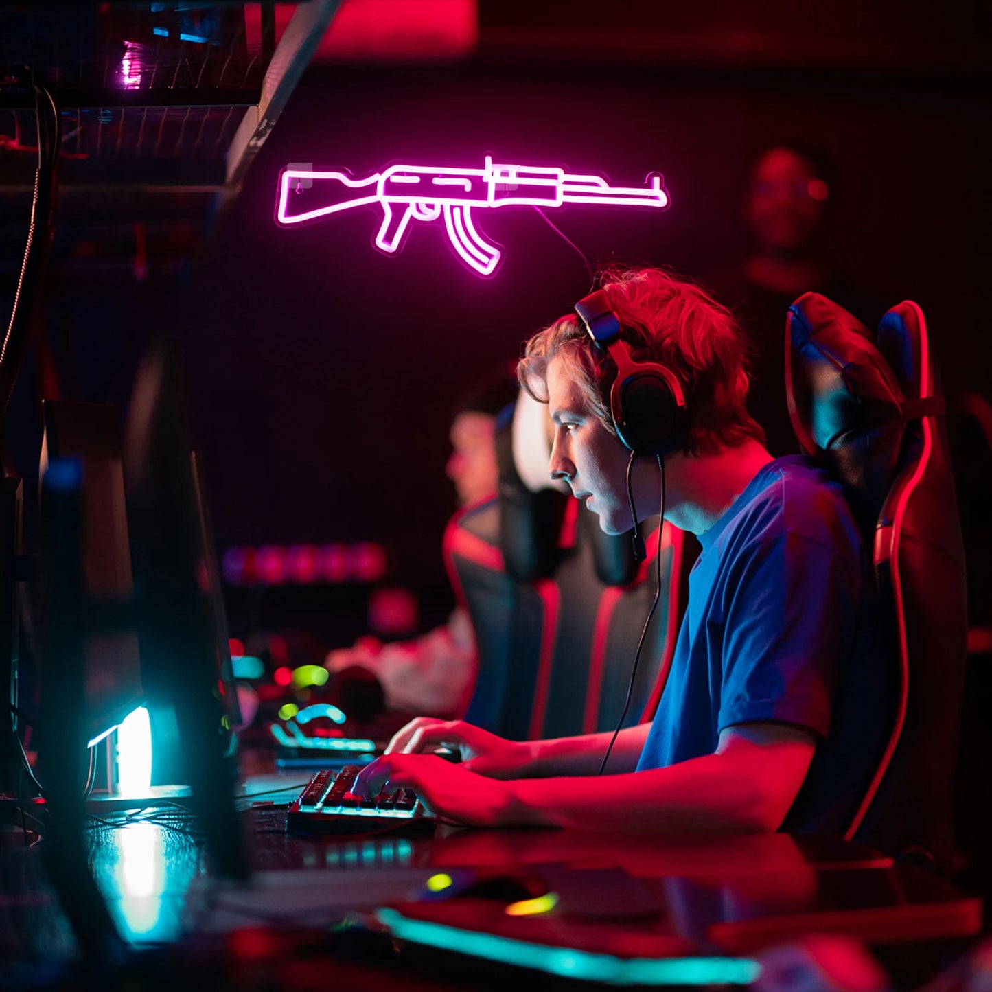 AK 47 Neon Sign Light Gun Led Light Up Sign Playground Club Cool Hanging Night Lamp Game Room Shop Man Cave Wall Art Decor