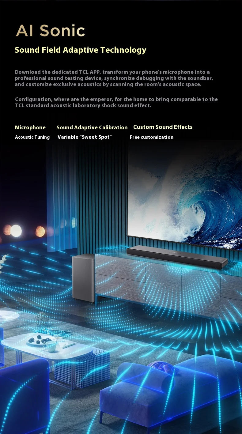 Sales TCL Soundbar S55h  With Dolby Atmos And Dts Virtual:X 220w High-Power Independent Subwoofer Home speaker Bluetooth 220W