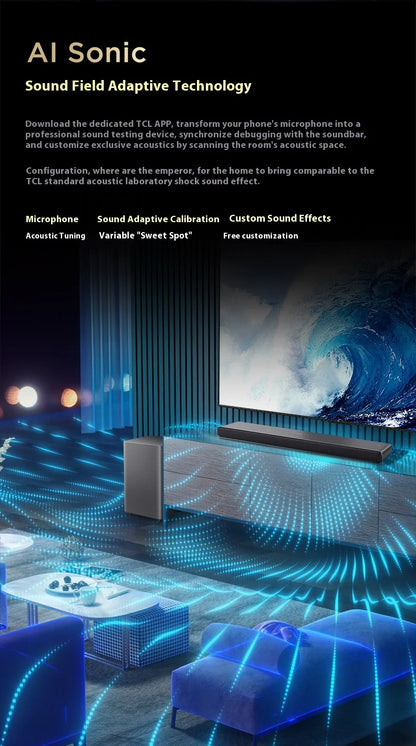 Sales TCL Soundbar S55h  With Dolby Atmos And Dts Virtual:X 220w High-Power Independent Subwoofer Home speaker Bluetooth 220W