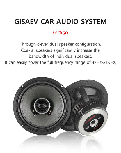 GT650 Hifi Car Coaxial Speaker 6.5-inch Luxury Car Top Quality Bidirectional Car Speaker Full Range Car Music Stereo Audio