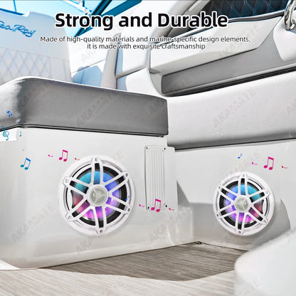 6.5 Inch Marine Speaker 12V 150W Output with Colorful RGB light Waterproof IPX67 White  Loudspeaker for RV Yacht Fishing Boat