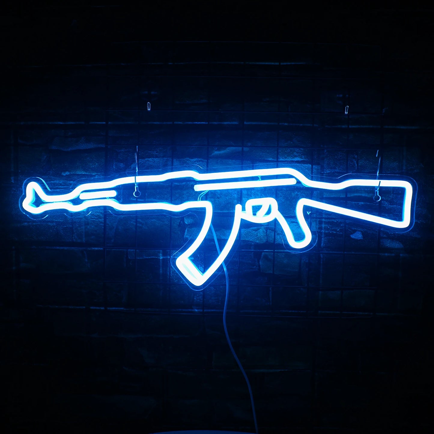 AK 47 Neon Sign Light Gun Led Light Up Sign Playground Club Cool Hanging Night Lamp Game Room Shop Man Cave Wall Art Decor