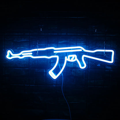 AK 47 Neon Sign Light Gun Led Light Up Sign Playground Club Cool Hanging Night Lamp Game Room Shop Man Cave Wall Art Decor