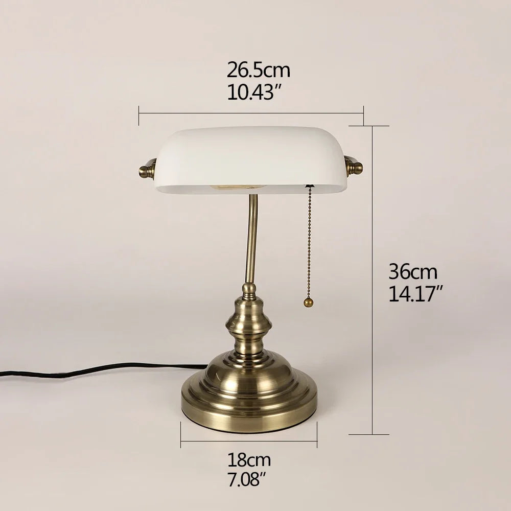 Desk lamp Table Light glass banker‘s lamp zipper switch for bedroom home stuy restaurant library office light night lamp