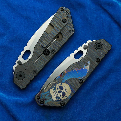 LEMIFSHE AUS10 Blade SMF Carve Strider Logo TC4 Titanium Handle Copper Washer Folding Knife Camping Hunting Outdoor EDC Tool