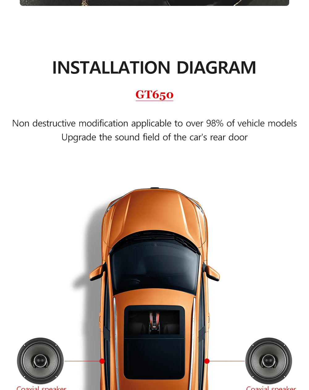 GT650 Hifi Car Coaxial Speaker 6.5-inch Luxury Car Top Quality Bidirectional Car Speaker Full Range Car Music Stereo Audio