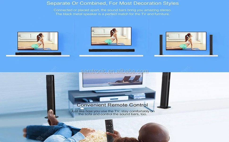 Samtronic 2 In 1 Separable Soundbar For TV Sound Bar, 50W Wired & Wireless Soundbar, ARC/Optical/AUX Connection