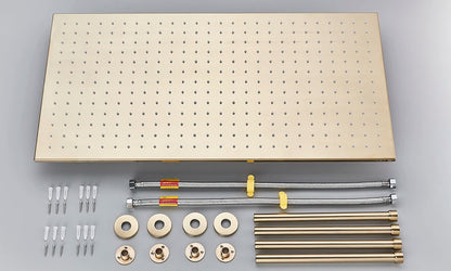 Rozin LED Matte Black Shower Head 40*80cm Large Size Rainfall Shower Heads  Ceiling Mounted with Installation Arm for Bathroom