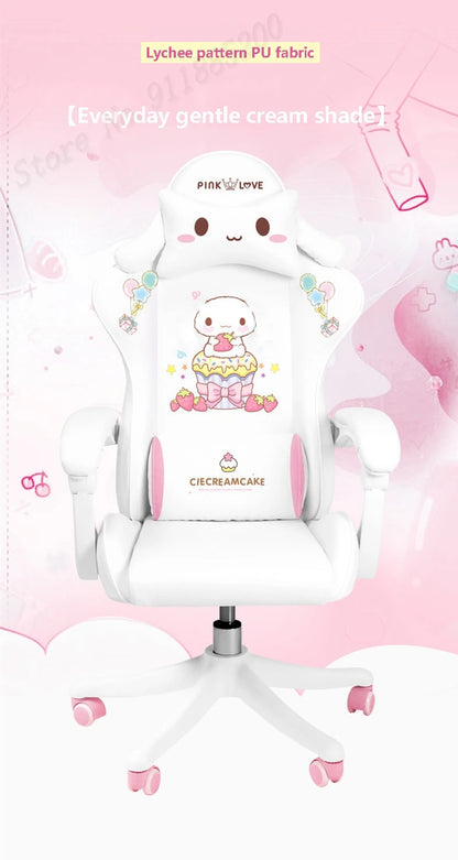 2025 Pink & White Letter Computer Chair Girls living room Study Chair Liftable Rotating Gaming Chair Promotion silla gamer