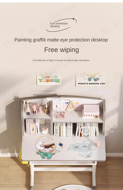 Children's Study Table Home Small Student Writing Desk, School Cтол, Simple Adjustable Мебель Set, Enlarged Tabletop Mobiliário