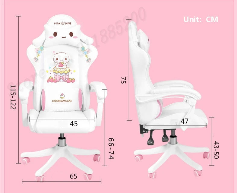 2025 Pink & White Letter Computer Chair Girls living room Study Chair Liftable Rotating Gaming Chair Promotion silla gamer