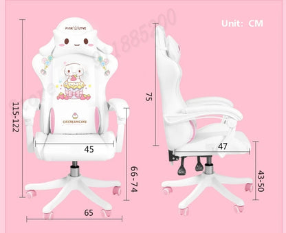 2025 Pink & White Letter Computer Chair Girls living room Study Chair Liftable Rotating Gaming Chair Promotion silla gamer