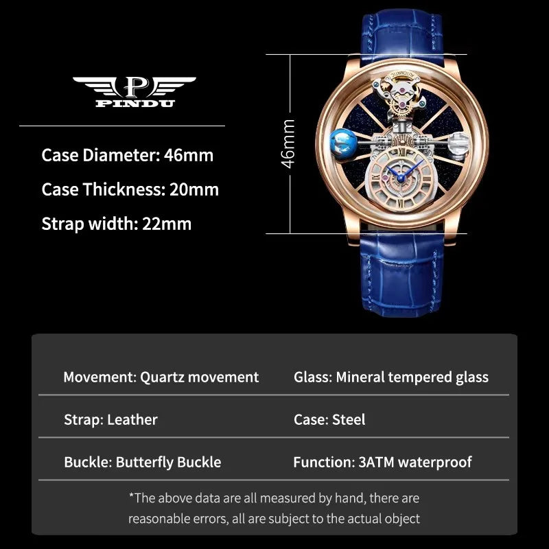 Jacob&Co PINDU Design Mens Watches Diamond TourbillionTop Brand Luxury Astronomia Quartz Watch Men Astronomia Solar Montre Homme