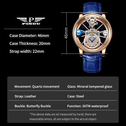 Jacob&Co PINDU Design Mens Watches Diamond TourbillionTop Brand Luxury Astronomia Quartz Watch Men Astronomia Solar Montre Homme