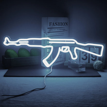 AK 47 Neon Sign Light Gun Led Light Up Sign Playground Club Cool Hanging Night Lamp Game Room Shop Man Cave Wall Art Decor