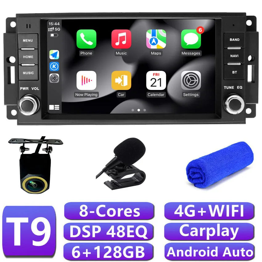 DSP Carplay For Jeep Wrangler 3 JK Android Head Unit Screen 2 Din Autoradio BT GPS Navigation Multimedia Player Car Radio Stereo