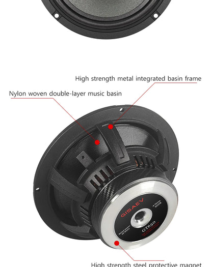 GT650 Hifi Car Coaxial Speaker 6.5-inch Luxury Car Top Quality Bidirectional Car Speaker Full Range Car Music Stereo Audio