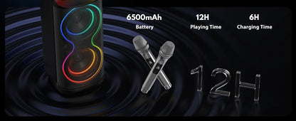 Large Party Speaker, Wireless Bluetooth Speaker with Microphone, Led Party Light, Karaoke Machine, 8inch Large Bluetooth Party