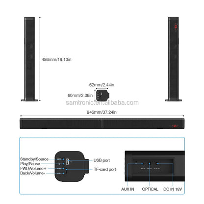 Samtronic 2 In 1 Separable Soundbar For TV Sound Bar, 50W Wired & Wireless Soundbar, ARC/Optical/AUX Connection