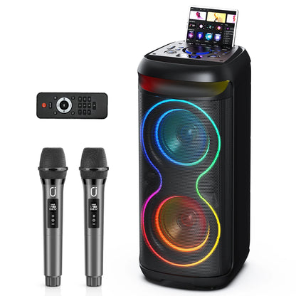 Large Party Speaker, Wireless Bluetooth Speaker with Microphone, Led Party Light, Karaoke Machine, 8inch Large Bluetooth Party