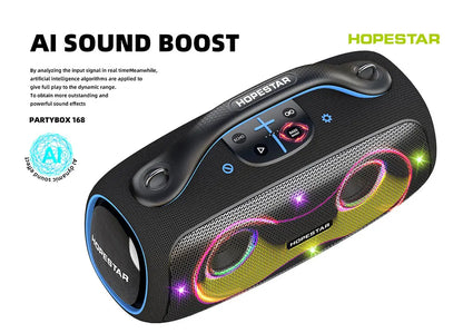 Hopestar Partybox168 Party Speaker 400W Bluetooth 5.4 Wireless Speaker With Subwoofer RGB Lights Karaoke Mic Outdoor Home DJ