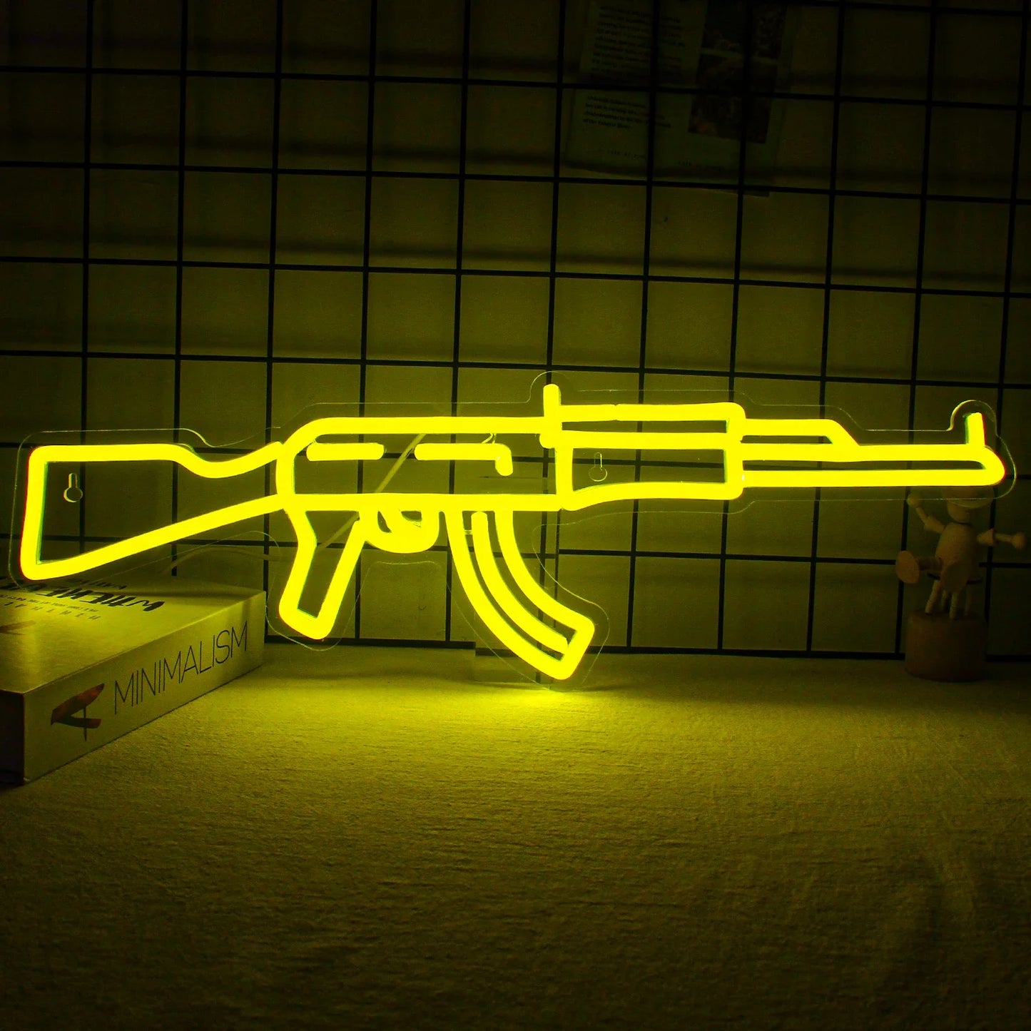 AK 47 Neon Sign Light Gun Led Light Up Sign Playground Club Cool Hanging Night Lamp Game Room Shop Man Cave Wall Art Decor